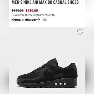 Nike all black air max 90 6.5 men's 8 women's